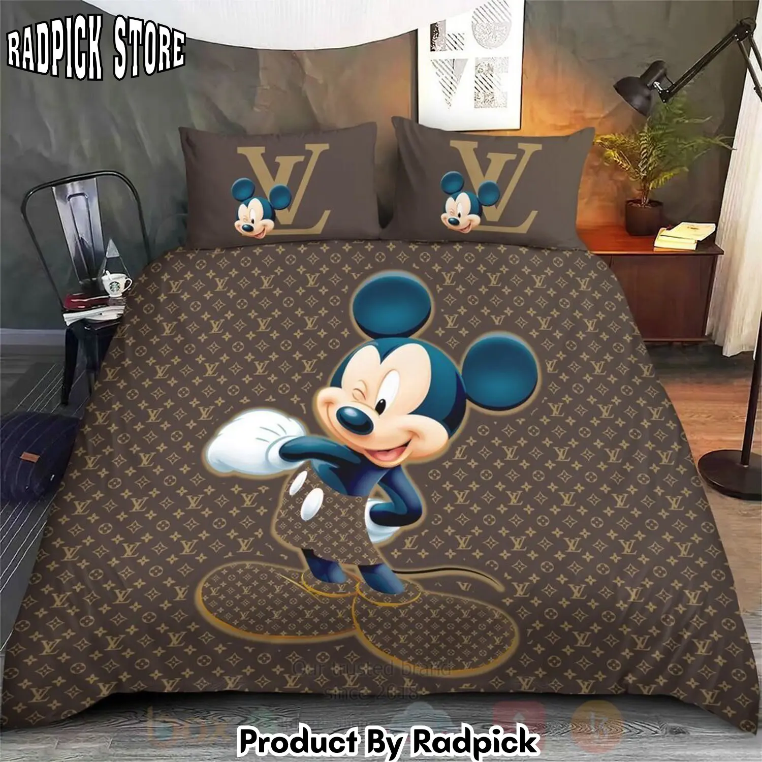 Radpick best disney mickey mouse louis vuitton quilt bedding set rp3278342